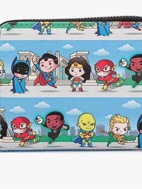 Loungefly Blue Multicolor Justice League Chibi Wallet